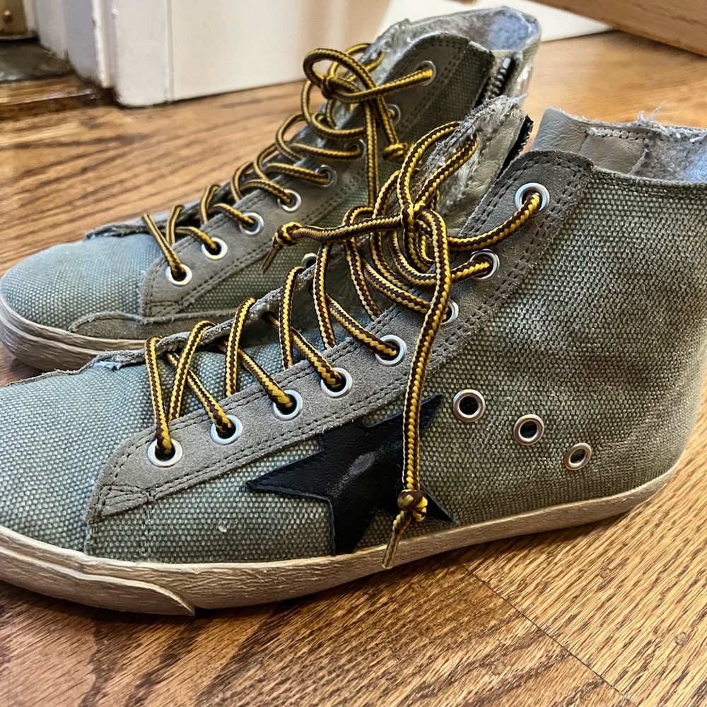 Golden Goose Green High-Top Canvas Sneakers (size 37)